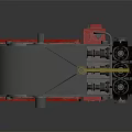 Industrial Mechanical Equipment With Metal Structure Red Base Rollers And Yellow Top Lever