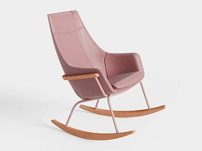 Pink Modern Rocking Armchair With Wooden Armrests And Sleek Design 3d model