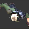 3D Male Character Model With White Hair Red Scarf Green Jacket And Metal Armor