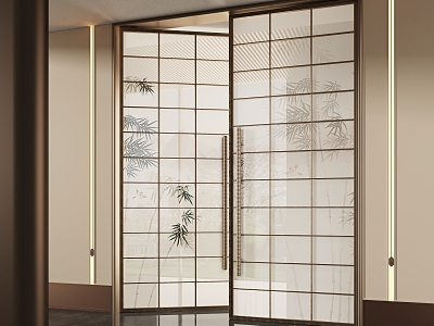 New Chinese style glass door metal glass door 3d model