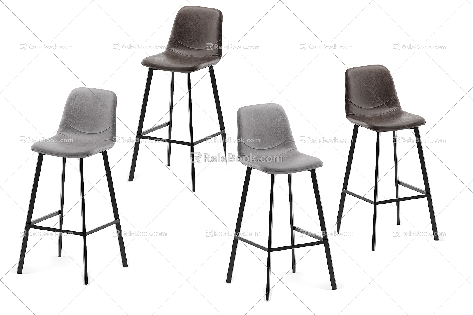 Nordic Simple Bar Stool Bar Stool Simple Bar Stool Leather Bar Stool 3d model