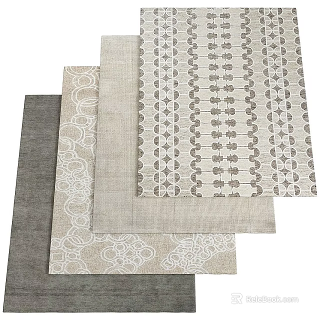 Modern Square Rugs With Various Patterns And Neutral Tones For Home Decor 3d model 