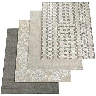 Modern Square Rugs With Various Patterns And Neutral Tones For Home Decor 3d model