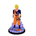 Anime Action Figure With Yellow Hair Blue Top And Orange Pants Standing On Rock Base