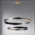 Modern Two Tiered Metallic Ring Chandelier With Warm Lighting Design 3d model