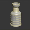 Metallic Decorative Vase With Layered Ring Patterns And Smooth Reflective Surface 3d model