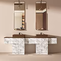 Modern Double Sink Bathroom Design With Marble Countertop And Wall Mirror 3d model