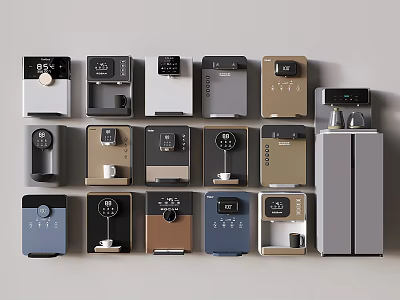 Various Modern Daily Use Home Appliances With Diverse Colors And Compact Designs 3d model