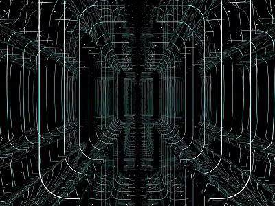 Future Tech KTV Interior With Blue Neon Lines And Abstract Tunnel Design 3d model