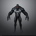 Venom 3D Character With Muscular Build Black Appearance And White Spider Symbol