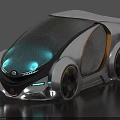 Futuristic Silver Metallic Concept Car With Sleek Design Transparent Doors And Illuminated Elements
