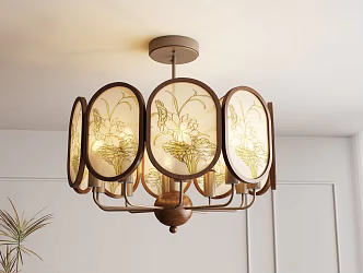 Vintage American-style Chinese-style Glazed Multi-head Restaurant Decorative Chandelier 3d model