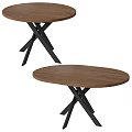 Modern Round Solid Wood Table With Sturdy Crisscross Black Metal Legs For Casual Home Dining