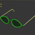 Pearl Embellished Gold Frame Sunglasses With Green Accents And Reflective Finish