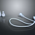 White Electrical Plugs Sockets And Power Cable On Dark Reflective Background