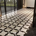 Marble Floor Tiles With Black And White Geometric Pattern In Elegant Interior 3d model