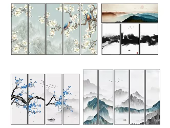 New Chinese Style Decorative Hanging Painting 3d model