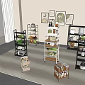 Various Style Storage Shelves Organizing Home Items In Interior Space 3d model
