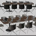 Modern Office Conference Table With Laptop Water Bottles And Comfortable Chairs