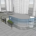 Modern Commercial Street With High Rise Buildings Shop Fronts And Pedestrian Areas