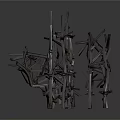Detailed Organ And Hair Structure Model With Intricate Branch Like Design