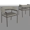 Elegant Modern Upholstered Dining Chairs With Armrests And Dark Metal Frames 3d model