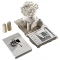 Modern Home Decorative Ornament Set With White Bouquet Vase Candles Gray Tray And Magazines