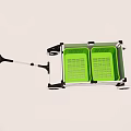 Foldable Cart With Green Interior White Frame Black Handle And Wheels 3d model