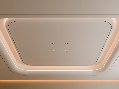 Modern Ceiling Design With Illuminated Edges Recessed Lighting And Smooth Surface Finish 3d model