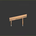 Orange Curved Slatted Bench Featuring Modern Architectural Design And Gray Support Legs