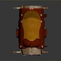 Red And Orange Saddle Resting On Wooden Stand For Daily Household Use