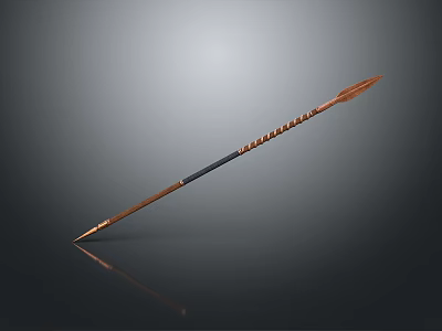 Traditional Weapon Arrow with Wooden Shaft Metal Tip and Feather Fletching 3d model