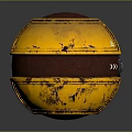 Vintage Decorative Sphere With Red Base And Yellow Cross Panels Design