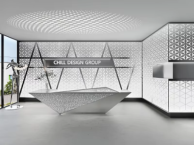 Modern Front Desk Reception 3d model