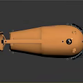 Military Warship Equipped With Orange Deepsea Challenger Submersible And Robotic Legs