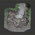 Archeological Site Model Featuring Stone Steps Dirt Ground Grass Edges And Stone Structures 3d model