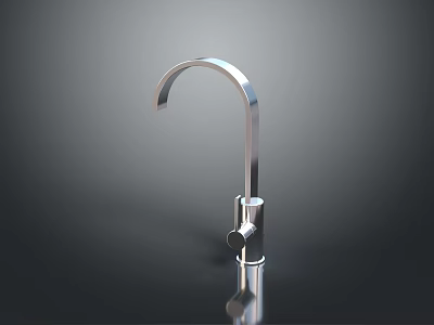 Modern Kitchen Chrome Faucet With Sleek Curved Spout And Shiny Reflective Surface 3d model