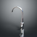 Modern Kitchen Chrome Faucet With Sleek Curved Spout And Shiny Reflective Surface