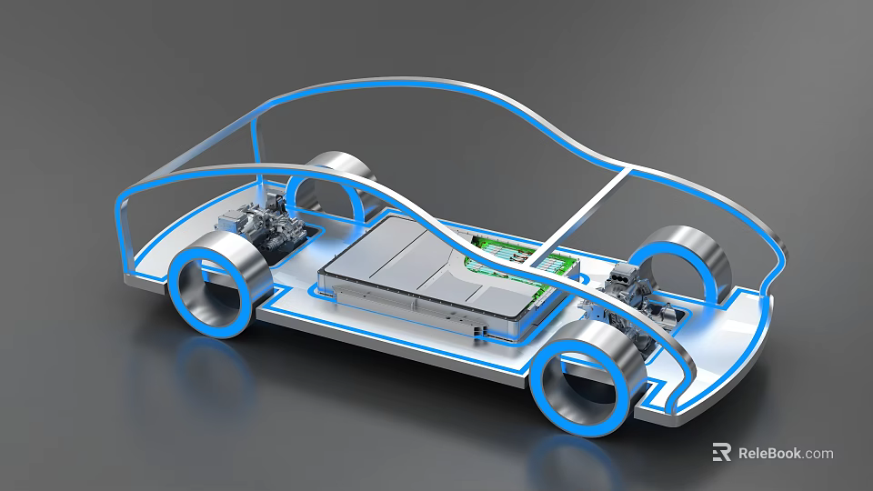 Advanced Electric Vehicle Chassis Platform With Battery Pack And Components Design 3d model 