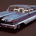 Classic Vintage Convertible Car With Blue Silver Body Retro Grille And Cream Seats