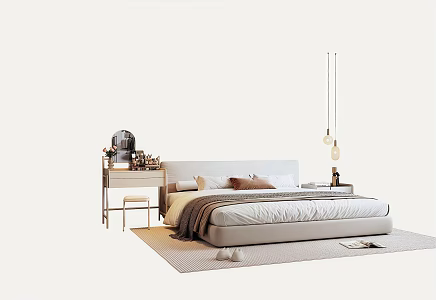 Modern Double Bedside Table Dresser 3d model