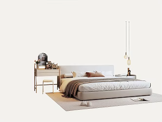 Modern Double Bedside Table Dresser 3d model
