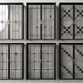 Modern Sliding Doors With Geometric Patterns Glass Panels And Black Frames 3d model