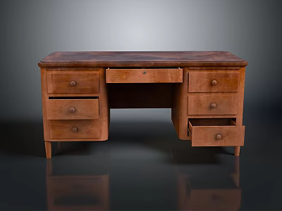 Classic Wooden Desk With Multiple Drawers And Solid Wooden Top Classic Design 3d model