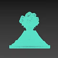 Volcano Shaped Sculpture With Green Crystals And Lava Flow Effect 3d model