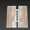 Soft Beige Curtains With White Sheer Layers For Elegant Window Decoration 3d model