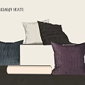 Stylish Woven and Velvet Throw Pillows in Purple Gray Beige Tones
