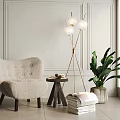 Single sofa leisure sofa floor lamp bonsai combination 3d model