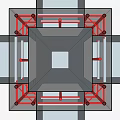 Red Metal Scaffolding Frame Supporting Vertical Building Construction Structure 3d model
