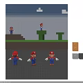 Pixel Art Background Wall With Super Mario Characters Clouds And Green Platforms 3d model